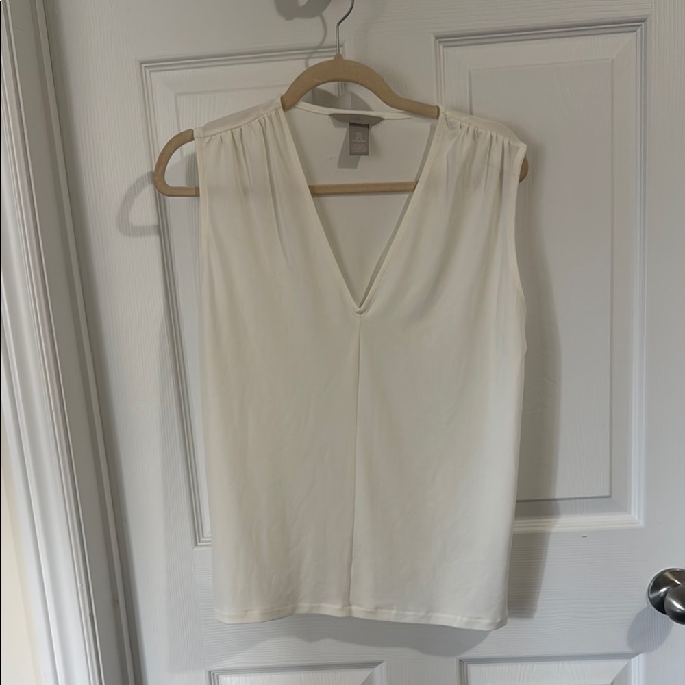 H&M Cream V-Neck Sleeveless Blouse